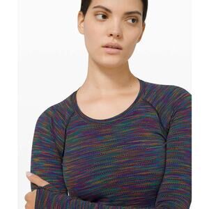 Lululemon Swiftly Tech Women's LS Size 8 Lt Ed Multi Color Rainbow RARE NWT